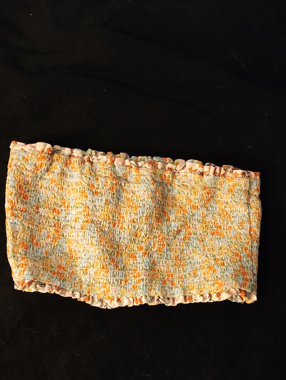 Women Smocked Tube Top - Orange and Light Blue